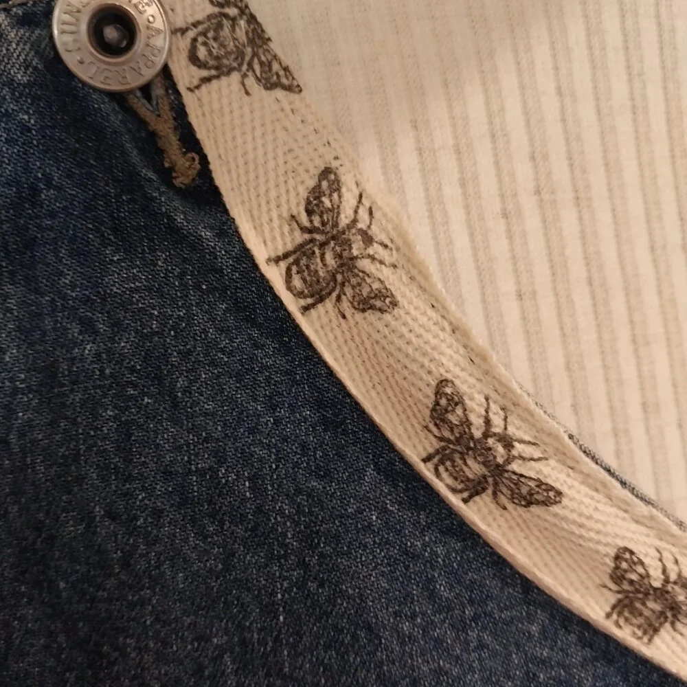 3645 Size 1XL Upcycled Denim Jumper by Sunshine Apparel with Lace Trim. - Picture 11 of 15